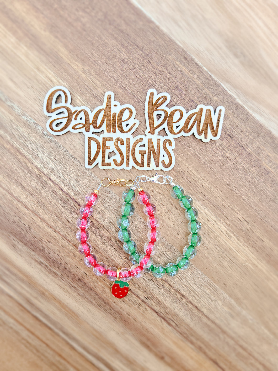 Strawberry pendant bracelet