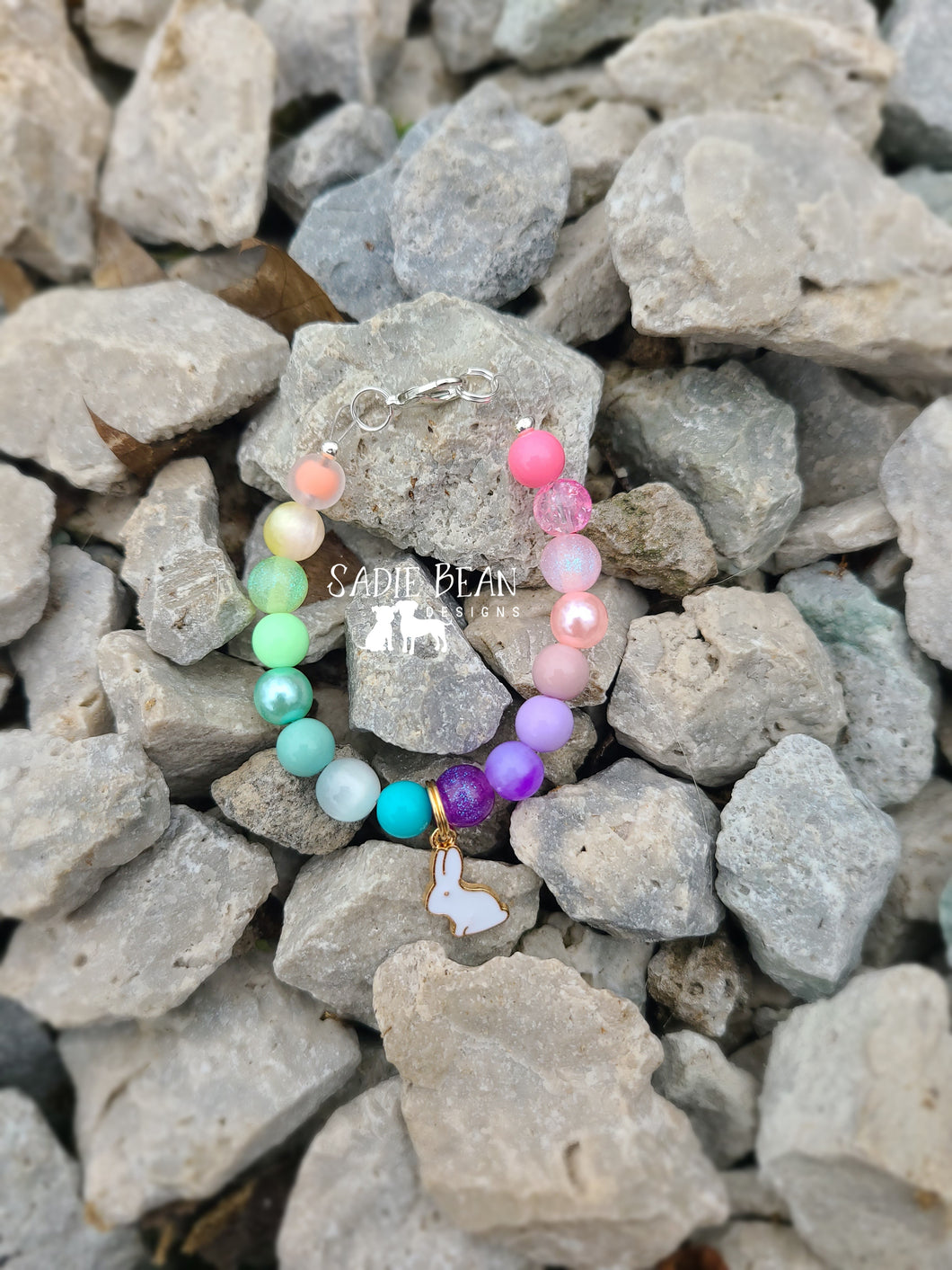 Pastel Rainbow bunny bracelet