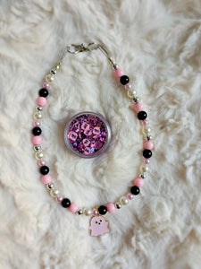 Pink ghost necklace